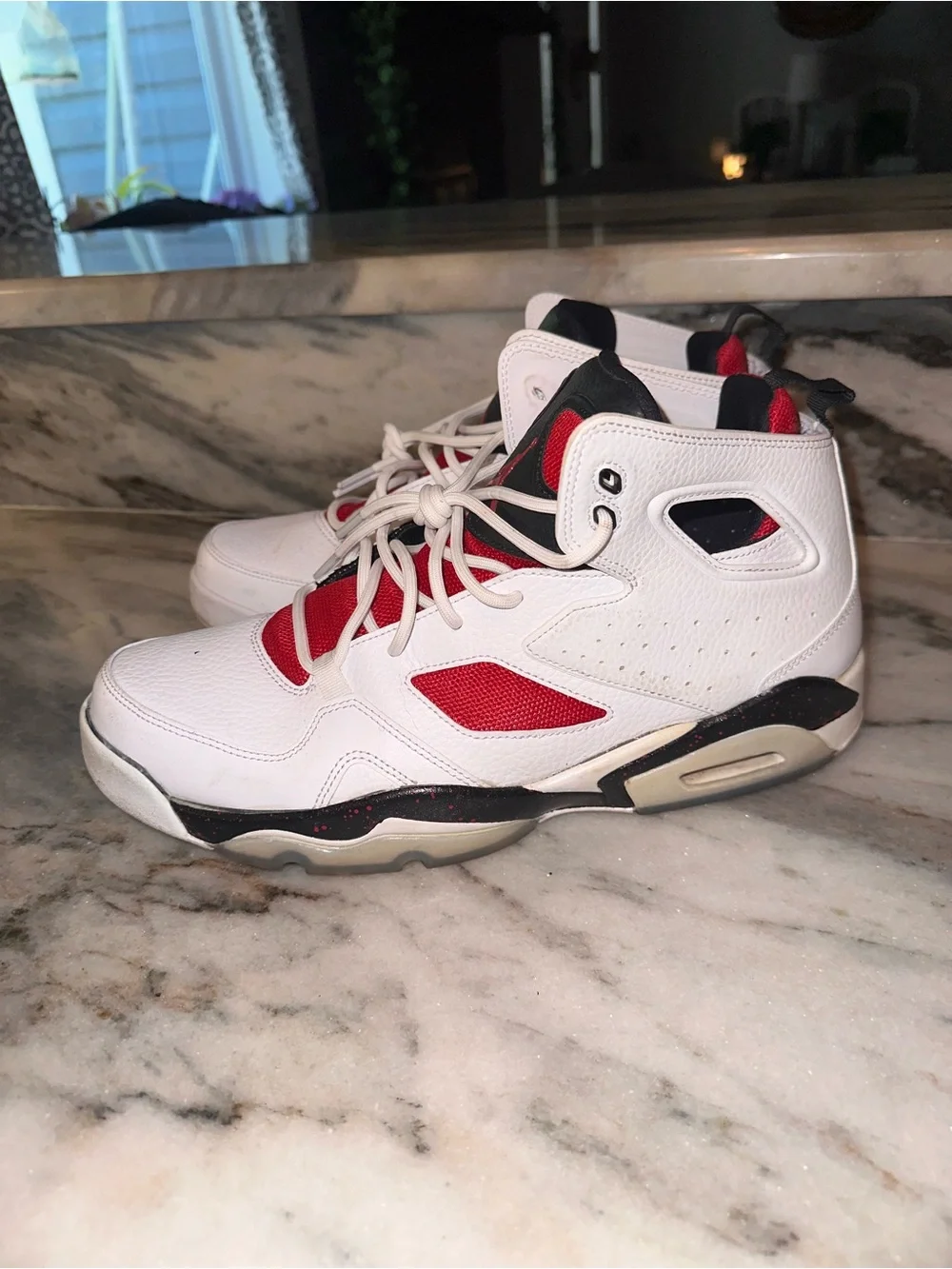 Jordan Flight Club 91 Men’s Size 10.5 High Top White Black &‎ Red Sneaker Shoes